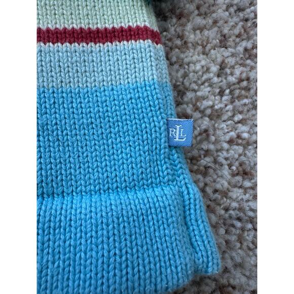 LAUREN, RALPH LAUREN Women's 100% Cotton Sweater, Size Lg; Colorful Stripes - Picture 9 of 11